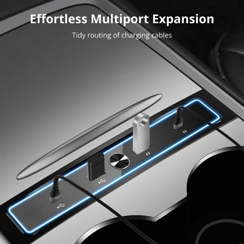 For Tesla Model 3 Y 2026-2026 27W Quick Charger USB Splitter Hub Intelligent Docking Station Powered Extension Fast Charging