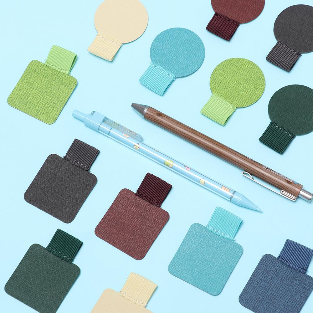 4PCS Useful Portable Convenient Notebook Self-adhesive Pen Holder Elastic Loop Leather Pen Clips