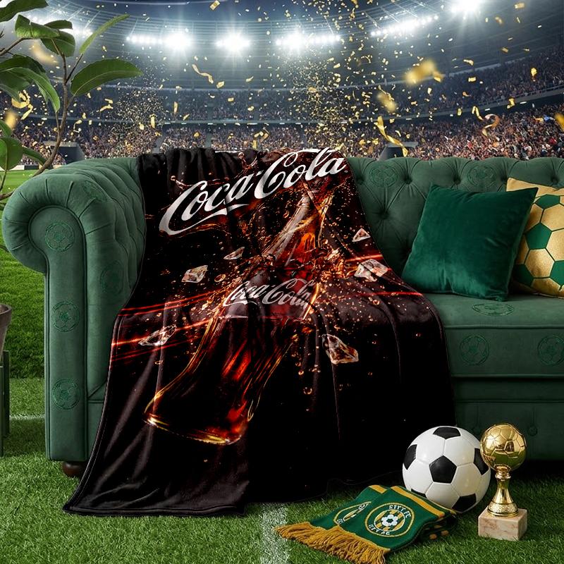 Coca-cola Artwork Design Blanket Flannel Throw for Sofa, Indoor, Camping, Living Room, Office, Chair, And Bed Soft Birthday Gift