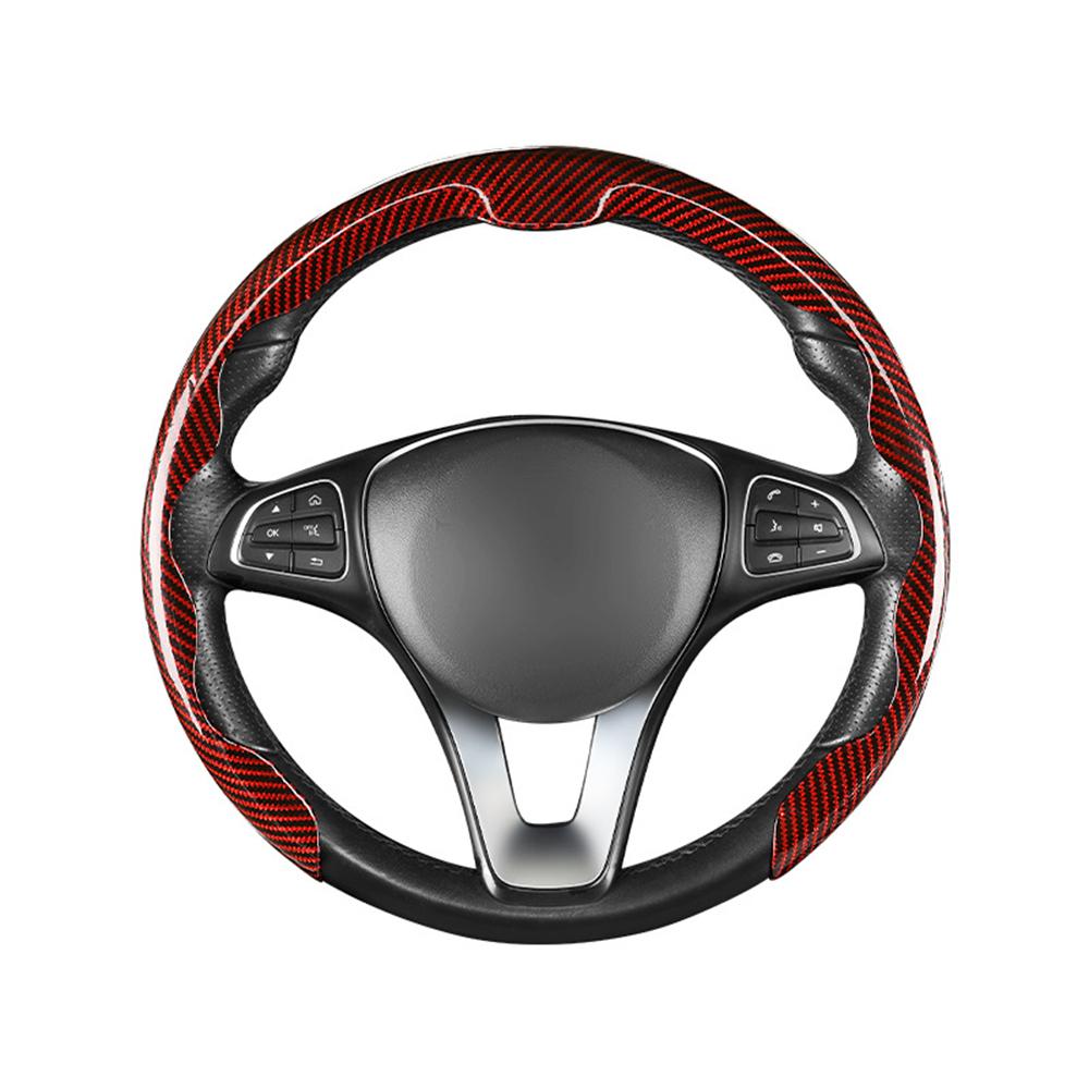 Углеродная накладка на ручку двери автомобиля D-образная O-образная Чехол-защита на руль 38 см Универсальный нескользящий чехол на руль из углеродного волокна