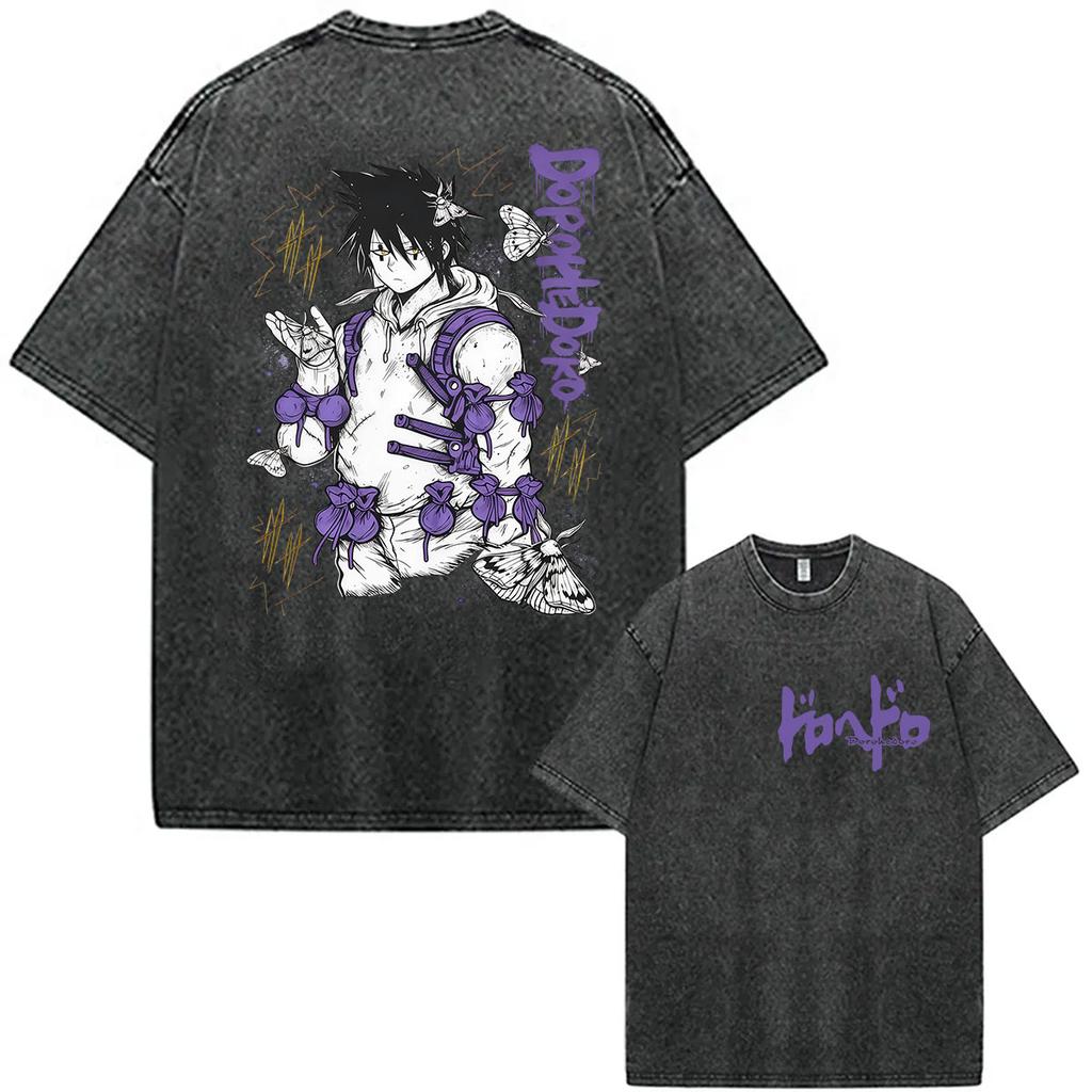 Vintage Washed Dorohedoro Kaiman Anime Graphic T Shirts Japanese Harajuku Oversized Cotton Tshirt Mens Clothing Fashion Tshirt
