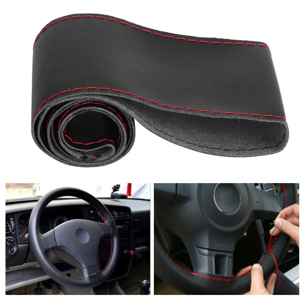 Microfiber Leather Steering Wheel Cover     Sewing Car Interior Accessory 38cmCelsius15in