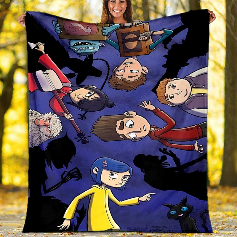 Coraline Theme Printed Blanket - Perfect for Couch, Bed, Travel & Outdoor Use | Machine Washable, Cozy & Durable.