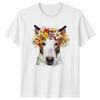 Watercolor Bull Terrier Dog Wearing A Unisexs TShirt Flower Crown