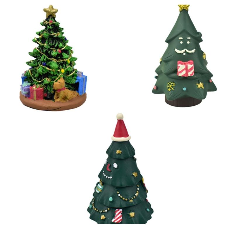 Miniature Festival Pine Sculpture Handcrafted Resin Christmas Tree Desk Decoration For Seasonal Celebration Display