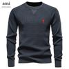 2025 Autumn and Winter Embroidery New Round Neck Fashionable Solid Color Sweater Men's High-quality Business Casual Knitted