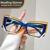 Vintage Cat Eye Oversized Reading Glasses With Geometric Frame, 1.0~ 4.0 Magnification, Clear PC Lens