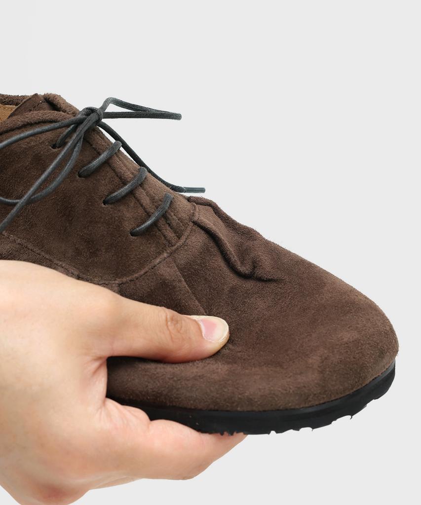 Firenze Atelier [Vibram] Shirring Detail Unisex Casual Derby 8800 [Dark Brown Suede]
