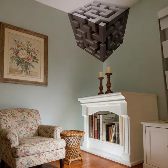 Настенный декор с оптической иллюзией 3D Угловая наклейка на стену Отклеивающаяся и приклеивающаяся Съемный 3D Эффект Куб Настенный декор для гостиной Офиса Спальни Общежития