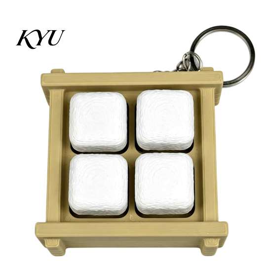3D Printed Tofu Toy Fermented Shaped Fidget Clicker Toy, Simulation Funny Gifts for Friends Keychain, Novelty Stress Relief Push Button Adults