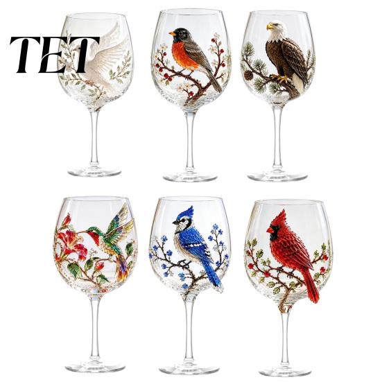 Floral Aesthetic Kitchen Glassware 3D Hummingbird Stemless Goblet, Pattern Elegant Decorative Glass Nature Themed Coffee Mugs Cup, Garden Inspired