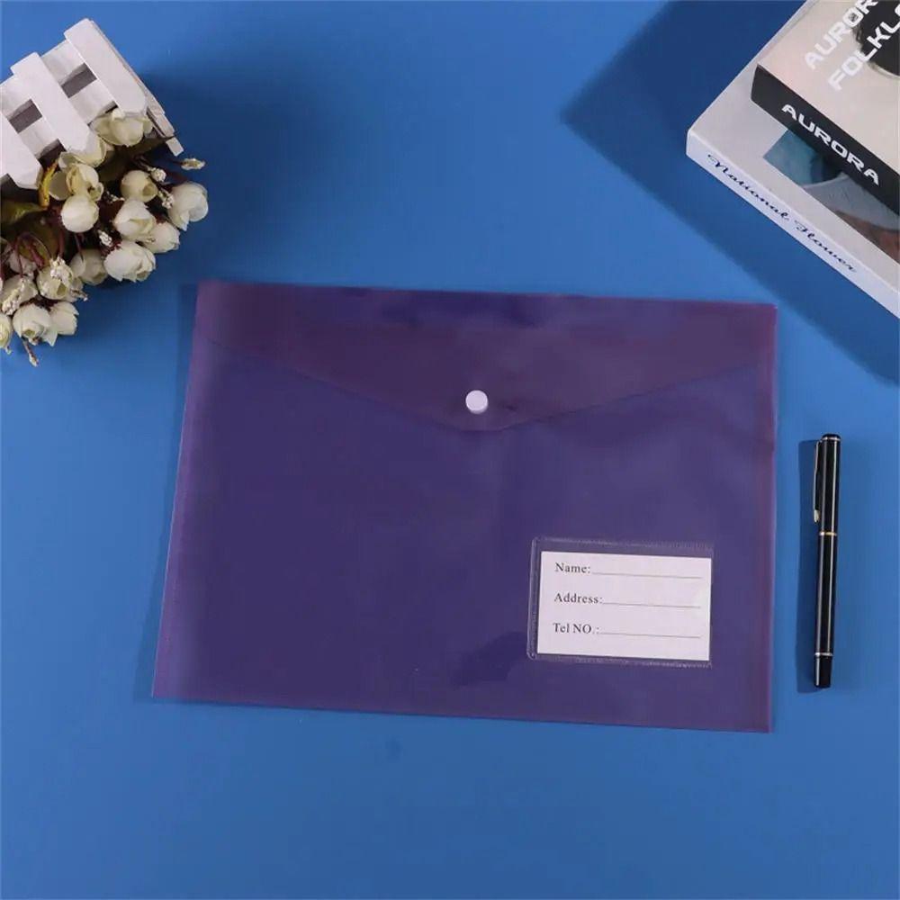 1Pcs Clear A4 Binder Pocket Snap Button Envelope Popper Wallets  for School Office Home