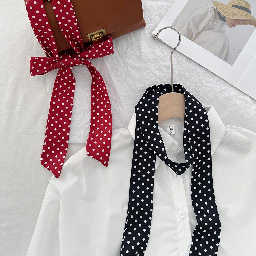 Американский ретро платок в горошек из шелка Spice Girl Женский весенне-осенний тонкий универсальный нишевый дизайн Платок-шарф в стиле миллениум