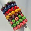 Y2K 3D Fruit Resin Fruit Bracelet Elastic Rope Apple Mangosteen Peach Fruit Beaded Bracelet Multi-color Cartoon Bracelet Summer