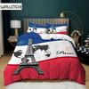 Пододеяльник с изображением Эйфелевой башни King Paris Eiffel Tower Blue White Red Комплект постельного белья из полиэстера с всемирно известным архитектурным рисунком