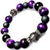 Natural Stone Power Stone Bracelet for Men Good Money Increase In Morion Purple Tiger Eye Matte Onyx Black Crack Crystal Comes with a Drawstring Bag