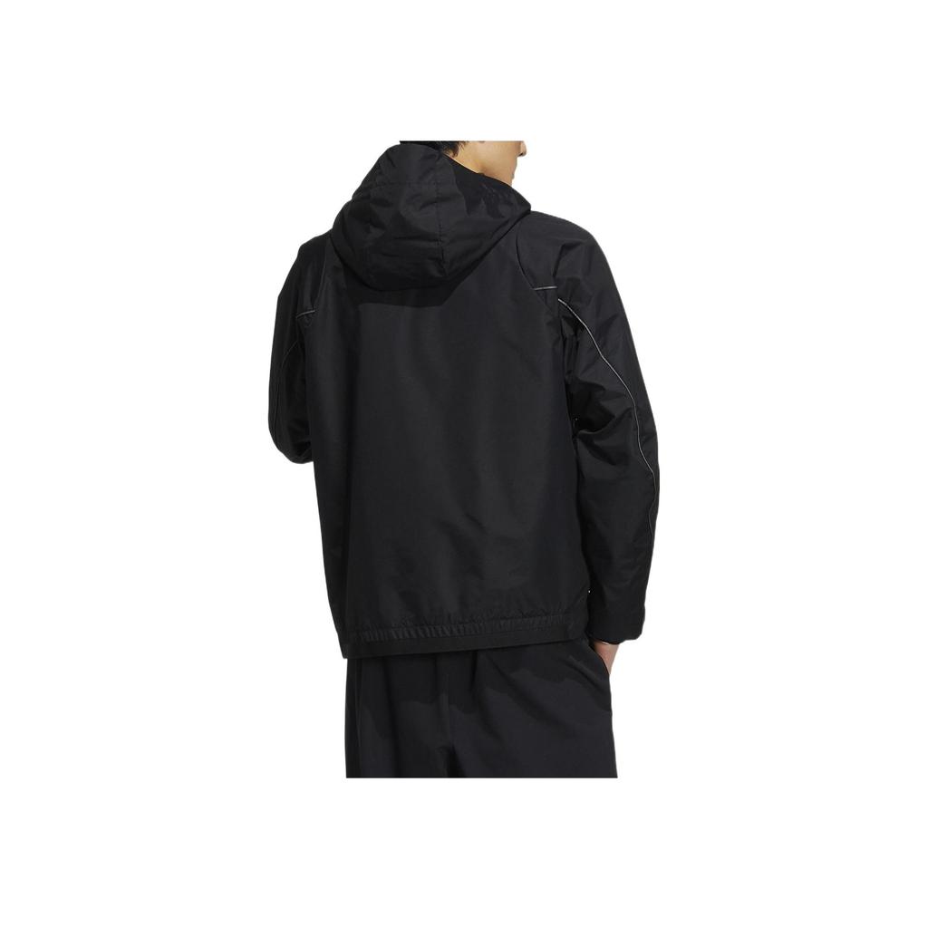 Adidas Solid Color Logo Zip Hoodie Jacket Men Outerwear Black HY5831