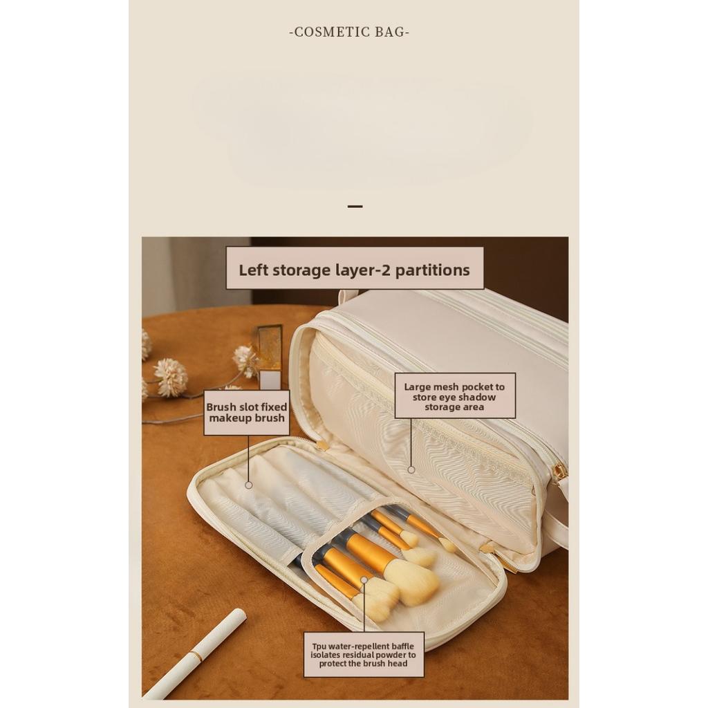 Женская многофункциональная косметичка - Большая вместительная портативная дорожная коробка для хранения косметики, В комплекте отделения для кистей и туалетных принадлежностей