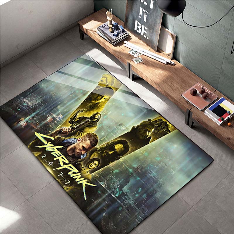 15 размеров Игровой ковер Cyberpunk-2O77, Ковер для гостиной, спальни, дивана, придверный коврик, украшение для дома, детский нескользящий коврик для пола