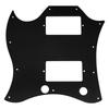 Musiclily Pro 11-Hole Full-Face Guitar Large Pickguard for EPI SG Standard Electric Guitars (Made in China), 4-Piece Set, Black Pearl