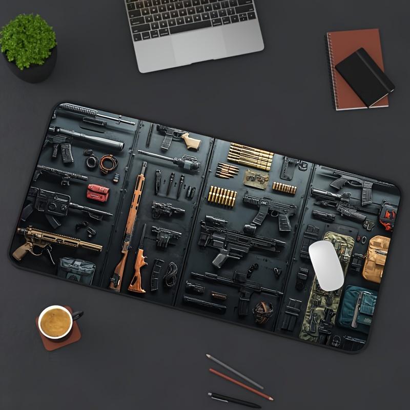 Коврик для мыши Gun Large Gaming Mouse Pad XXL игровой Настольный коврик Нескользящая резиновая основа Удобный для клавиатуры и мыши Прошитые края для домашнего игрового офиса