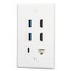 6 Port Wall Plate 2xHD Multimedia Interface 2xUSB3.0 1xType C 1xCat6 Ethernet Wall Plate for TV Projector Computer
