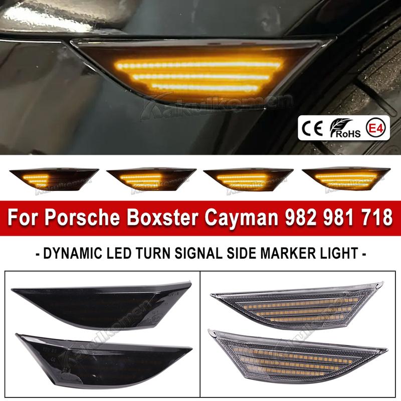 2Pcs Dynamic LED Turn Signal Side Marker Light Repeater Lamp For Porsche Boxster Cayman 982 981 718 Spyder 991 911 Carrera