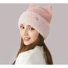 Girls' Cute Cat's Ears (Steamed Cat-ear Shaped Bread) In Winter Thickened Ear Protection Knitted Hat Versatile Solid Wool Hat