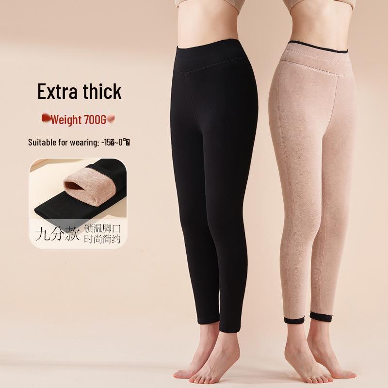 Women's Thick Fleece-Lined Wool-Blend Pants, Ideal for Winter Outdoor Wear, Extra-Warm and Cozy.