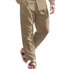 Men's Linen Trousers Drawstring Elastic Waist Solid Colour Comfortable Breathable Outdoor Daily Streetwear