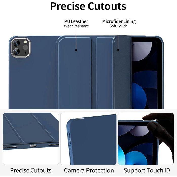 Coque de Protection - E.F.Connection - pour iPad Pro 12,9" - Bleu Marine - Verre Trempé - Rabat Pliable