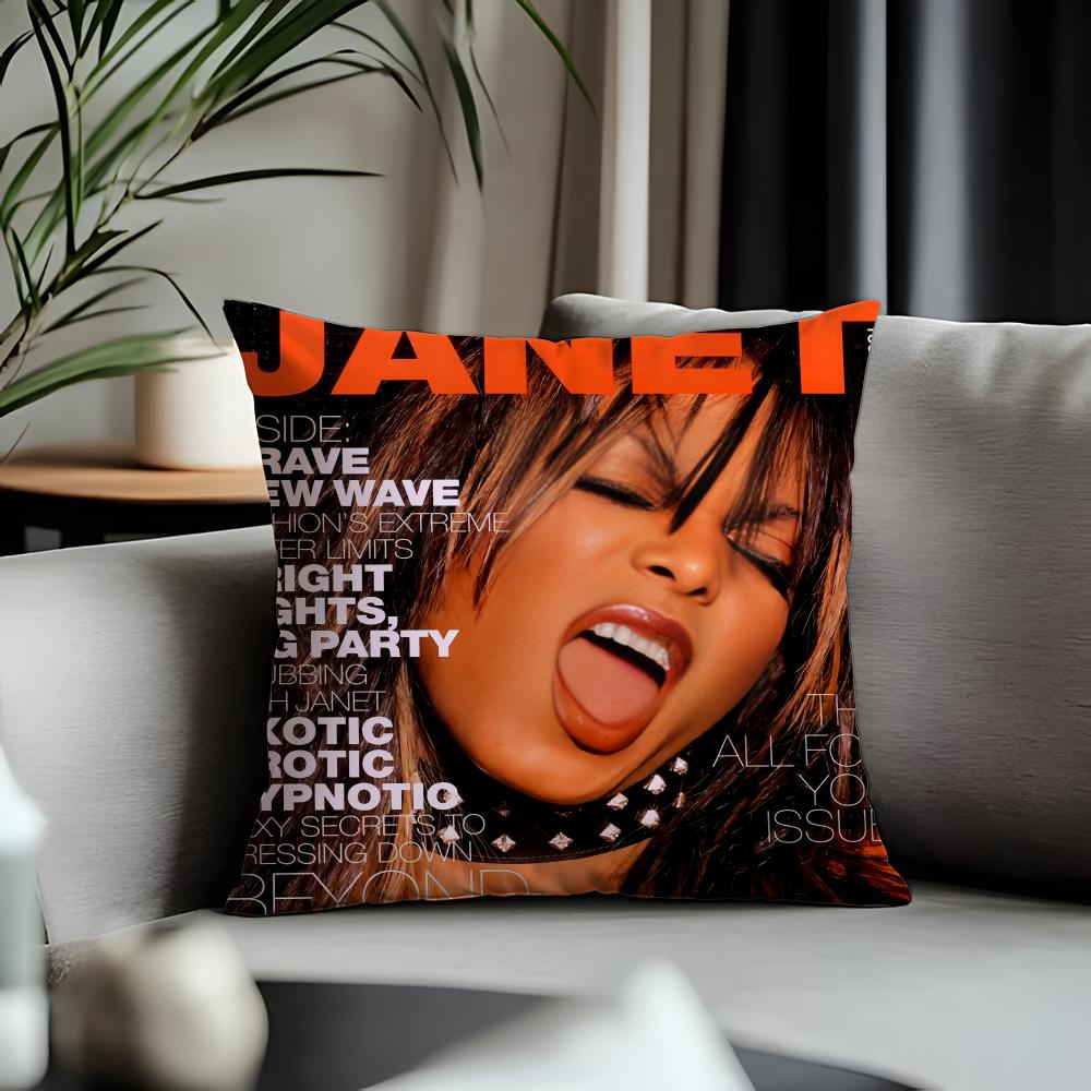 Fashion JJanet Jacksoning Cushion Cover Antidustmite Pillowcase Invisible Zipper Silky Short Plush Sofa Cushion Cover