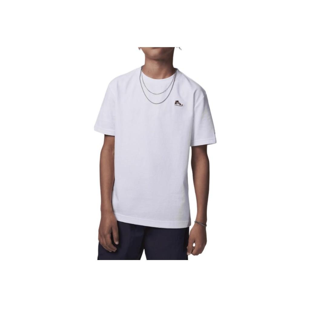 Jordan Футболка Air Solid Color Soft Comfortable Casual Sports Short Sleeve Kids Tops White HF2321-100
