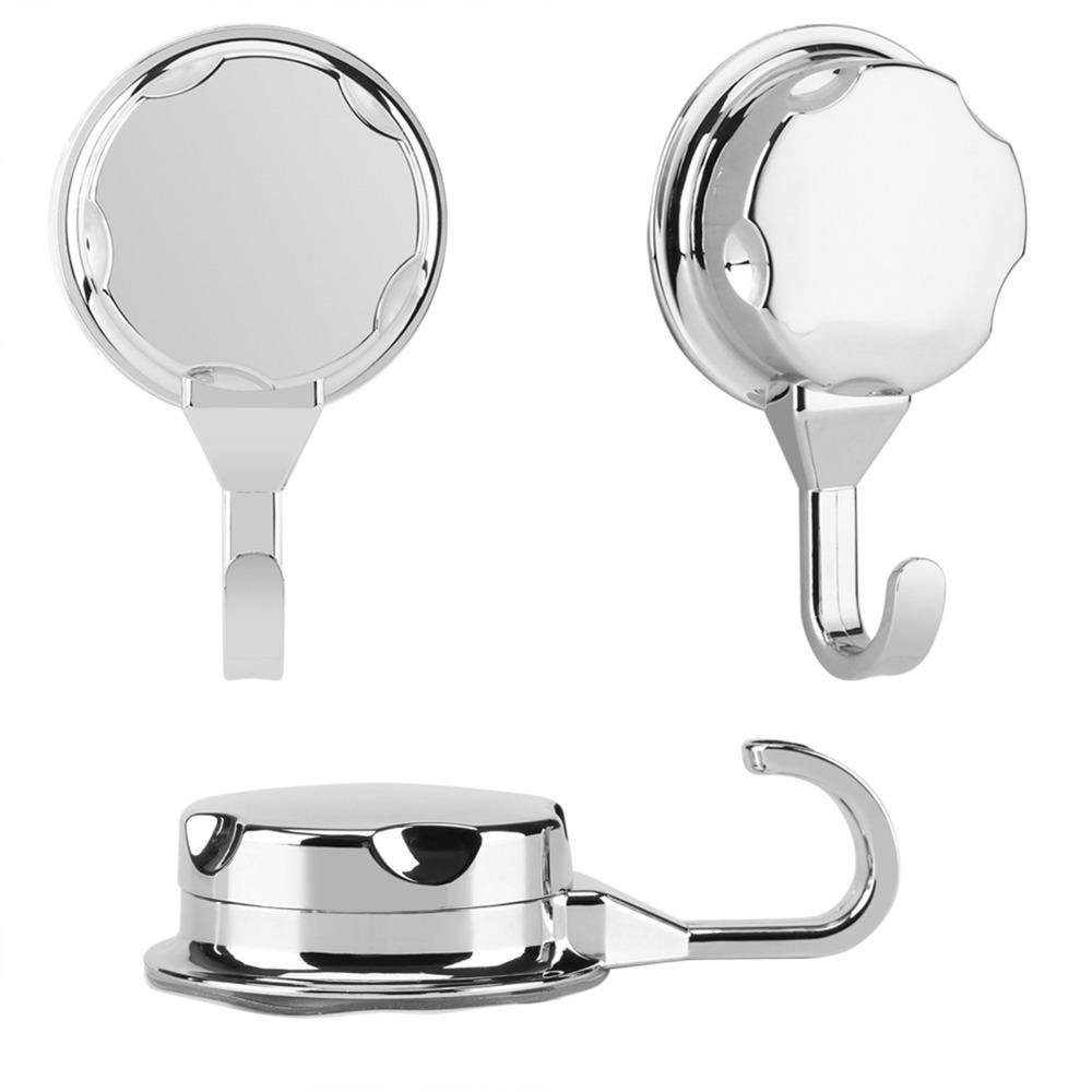3 PCS Durable Suction Cup Hook Silver Robe Hook Convenient Towel Rack Flat Smooth Surface