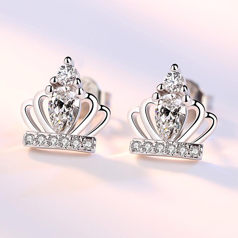 925 Silver Women Hoop Earrings Fashion Pendientes Gift for Female Girl Sparkling Pave CZ U Heart Shape Star Moon Earring E007