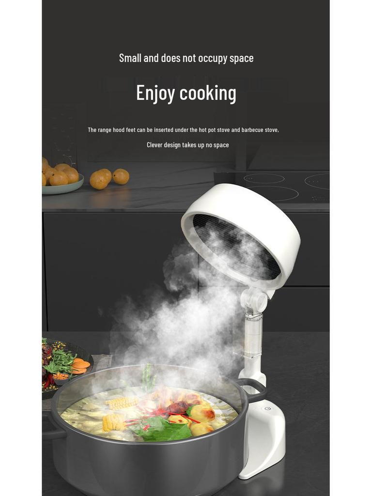 Compact Foldable Range Hood: Portable Mini Hot Pot BBQ Gadget with Removable and Washable Fan Blades.