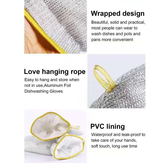 2/5Pcs Dishwashing Gloves Grid Weaving Technology Reusable Kitchen Cleaning Gloves Utensils Counters Tableware