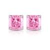 925 Sterling Silver Colored Ice Flower Cut Square Crystal Zircon Stud Earrings Birthday Party Anniversary Holiday Gift