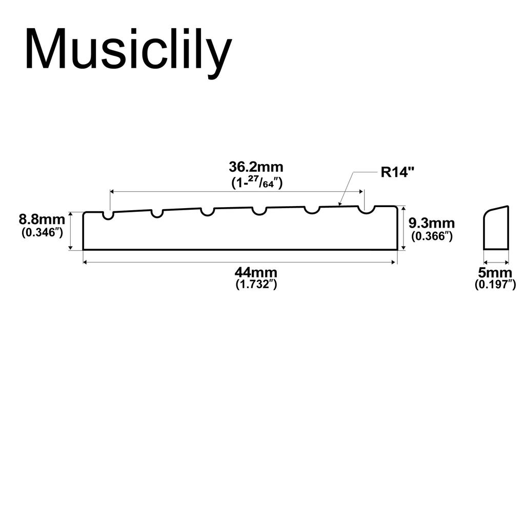 Musiclily Pro 44mm String Groove Beef Bone Nut Bone Nut G Type LP for Les Paul Electric Guitar 44.07x4.98x9.30mm