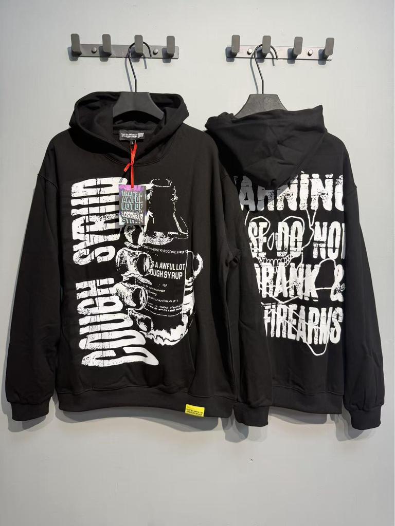 Модный американский стиль, свободная толстовка с длинным рукавом для мужчин и женщин - Высокая плотность, дизайн "Сироп от кашля"