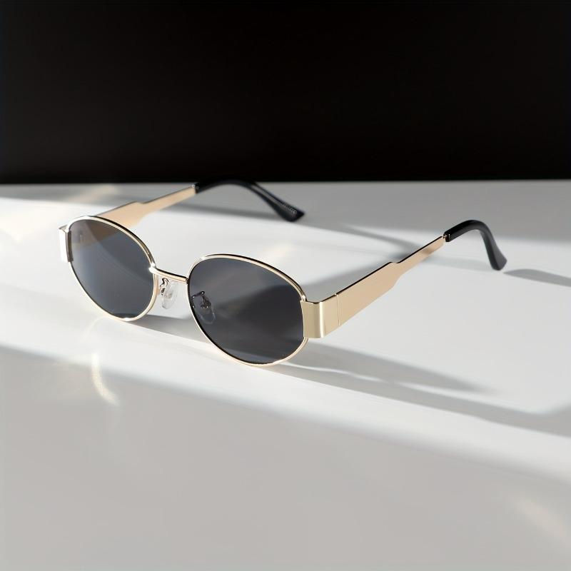 1 шт. Овальная металлическая оправа Декоративные очки Линзы из поликарбоната Широкие поля для пеших прогулок Путешествий Фотосъемки Модный аксессуар