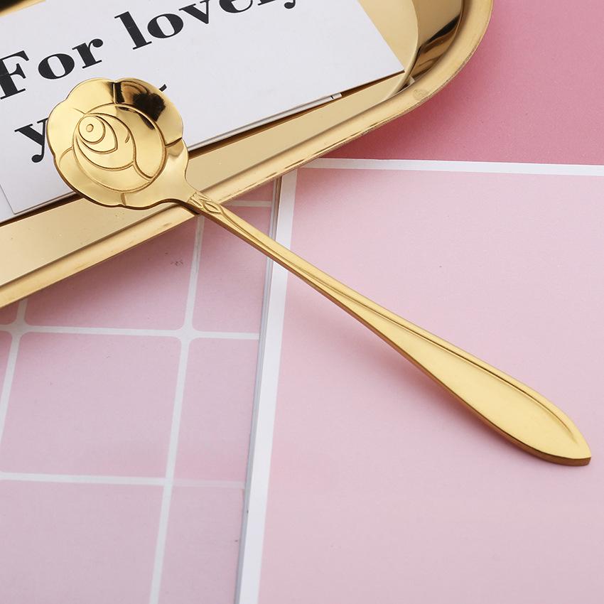 HANYANG Креативная посуда из нержавеющей стали Ложка для цветов с короткой ручкой Бытовая птичье гнездо Десертная ложка Ложка для перемешивания Ложка для цветов вишни