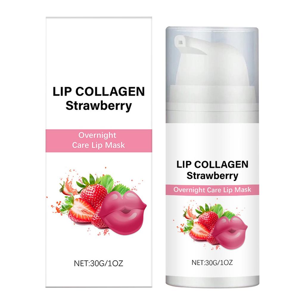 Клубничная увлажняющая ночная маска для губ Ночная маска для губ Увлажняющий бальзам для губ Отшелушивает клетки кожи и разглаживает морщины на губах(1шт