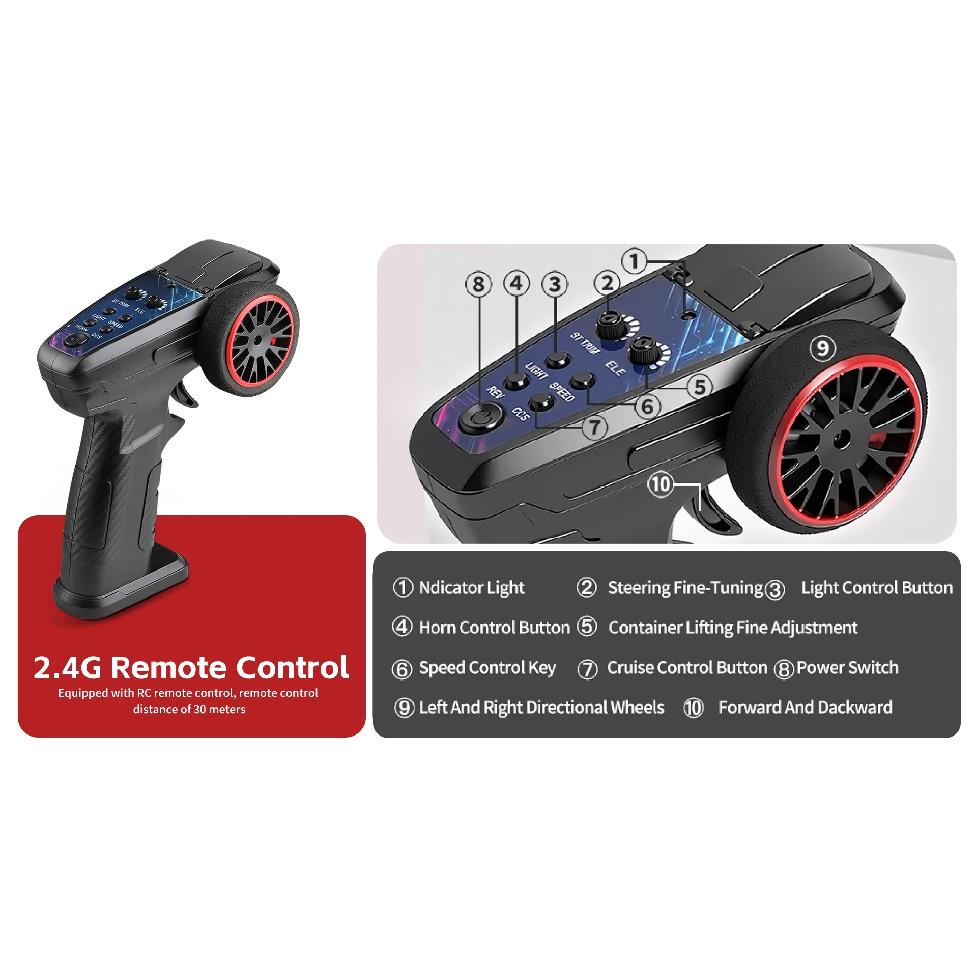 1:64 Wltoys 6408 Радиоуправляемая машина 4WD из сплава Мобильный RC Контейнеровоз с прицепом Вездеход 2.4G Полномасштабная модель грузовика Детские игрушки Подарок