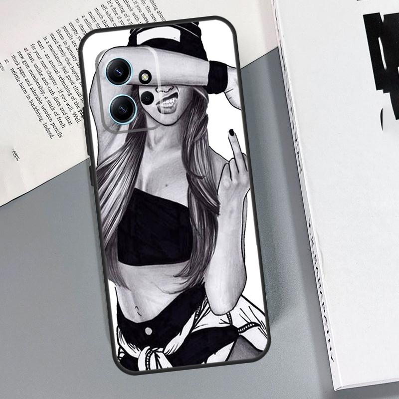Чехол "Девушка со средним пальцем" для Xiaomi Redmi Note 14 13 10 11 12 15 Pro Plus Чехол для Redmi 15C 15 13C 12C 14C 10C