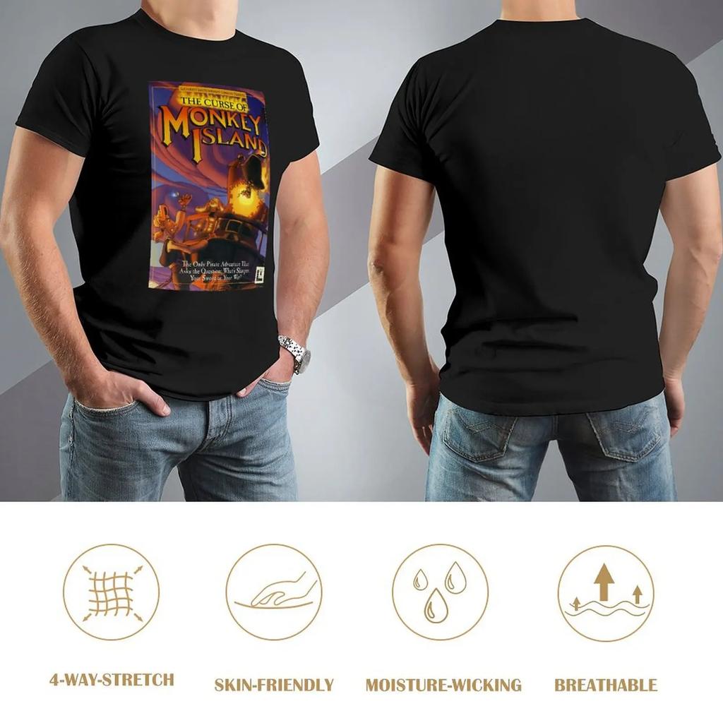 Футболка CURSE OF MONKEY ISLAND с круглым вырезом, спортивная, забавная, для любителей творчества, размер США