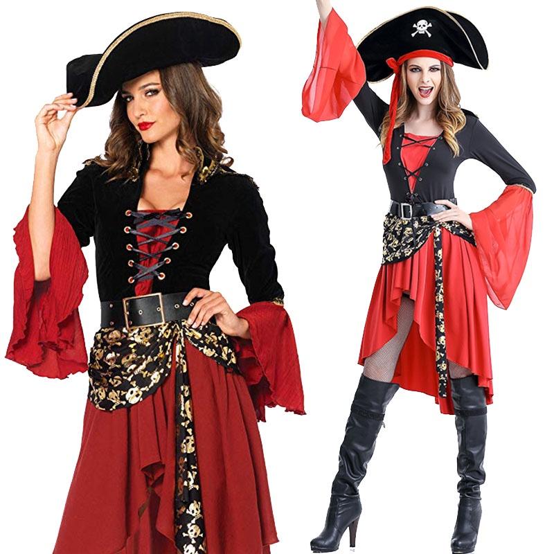 Дышащий женский взрослый пиратский костюм с изысканным исполнением для вечеринок