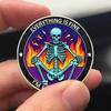 Skull Dumpster Blaze Coin Colorful Skeleton Challenge Coin Metal Inspirational Pocket Token Desk Accessories for Work Colleagues Men Women