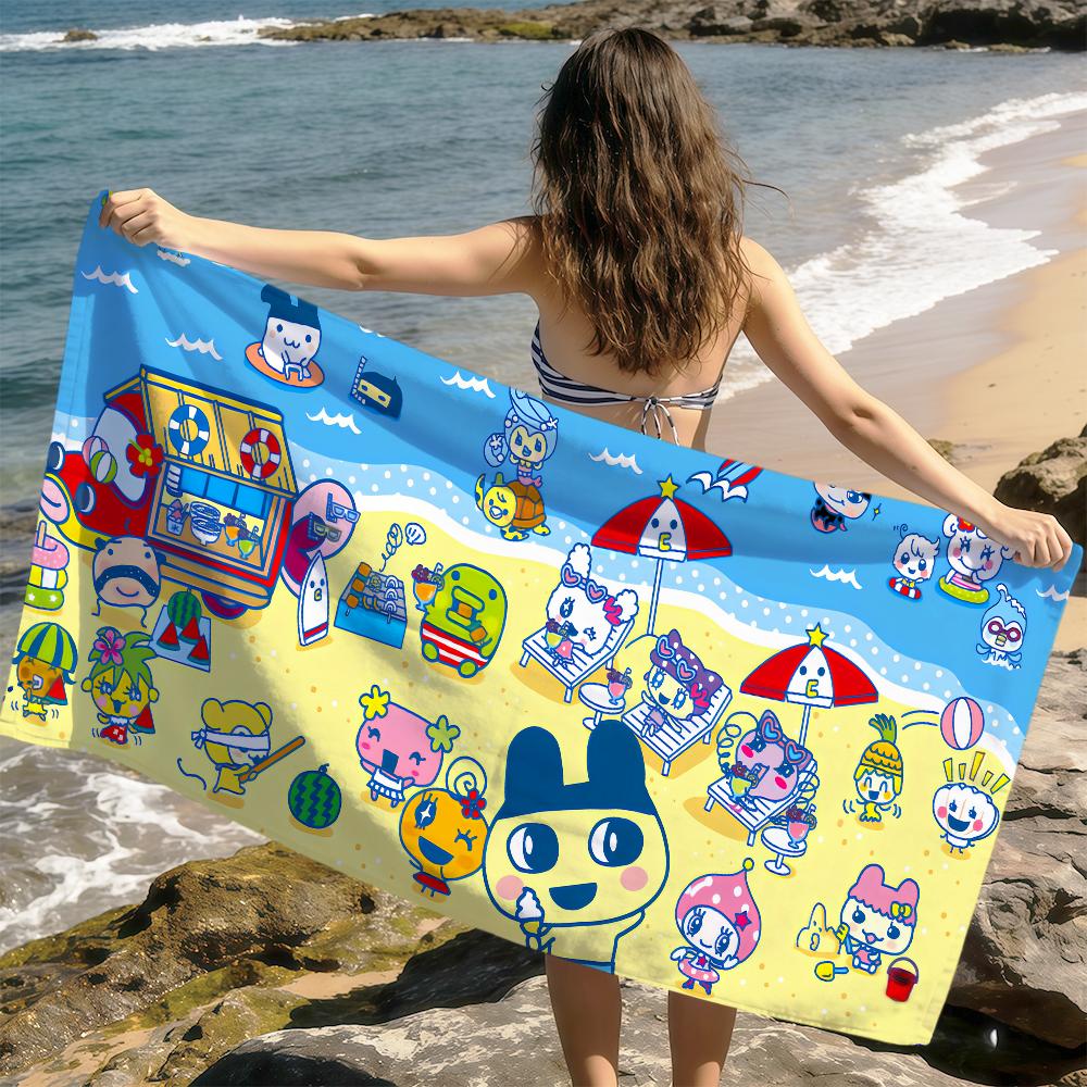 Милое смешное лицо t-tamagotchi kuchipatchi mametchi мягкие пляжные полотенца для сушки полотенце для путешествий купание летний отпуск купание бассейн лагерь подарок