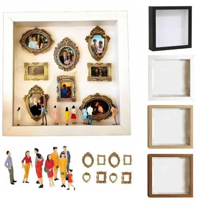 Миниатюрный музей «Сделай сам» Силуэтная коробка-тень «Сделай сам» Набор витрины для семейных фотографий с мини-рамками и фигурками для памятных сувениров, годовщины, домашнего декора